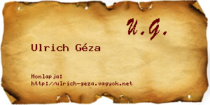 Ulrich Géza névjegykártya