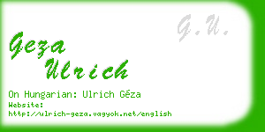 geza ulrich business card